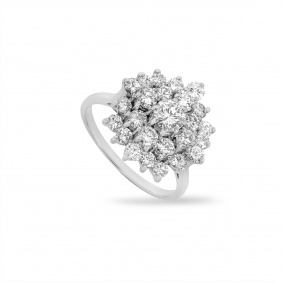 White Gold Diamond Cluster Ring 3.10ct TDW